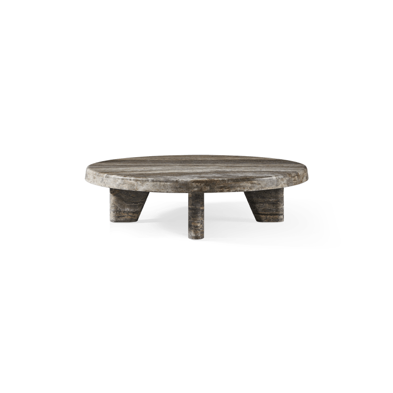Lucca Round Coffee Table 47" | Travertine Grey, ,