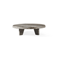 Lucca Round Coffee Table 47" | Travertine Grey, ,