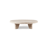 Lucca Round Coffee Table 47" | Travertine Natural, ,