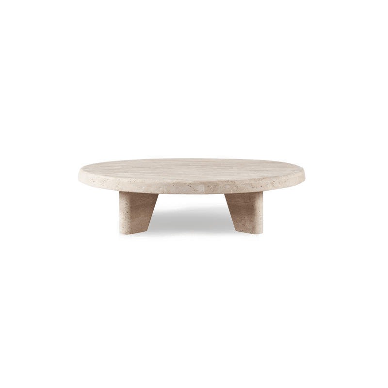 Lucca Round Coffee Table 47" | Travertine Natural, ,