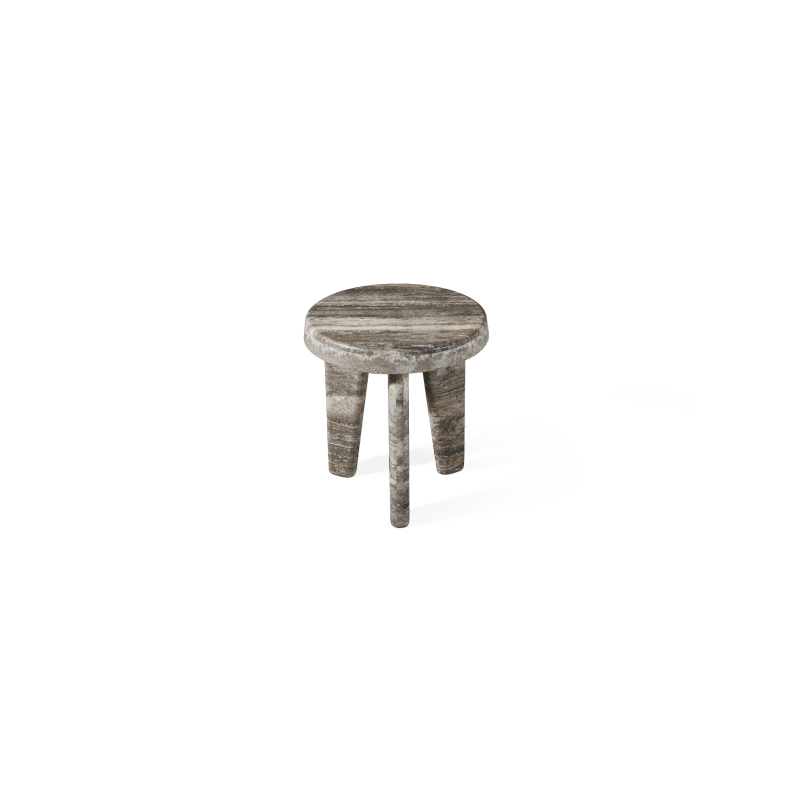 Lucca Round Side Table | Travertine Grey, ,