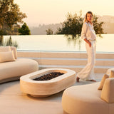 Mason Pill Fire Table | Travertine Natural, ,