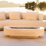 Mason Pill Fire Table | Travertine Natural, ,