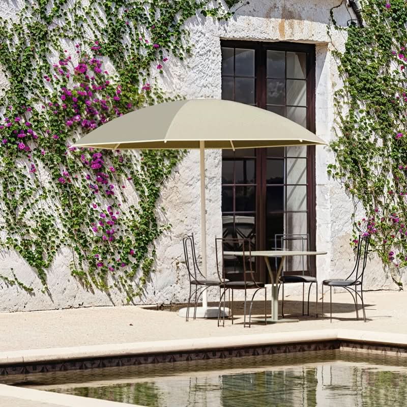 Nata Plu Center - Pole Umbrella Set | Concrete Natural, Aluminum Limestone, Almond
