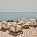 Newport 3 Seat Sofa | Teak Natural, Panama Blanco, Batyline White