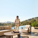 Newport Aluminum Barrel Swivel Lounge Chair | Aluminum Bronze, Siesta Taupe,