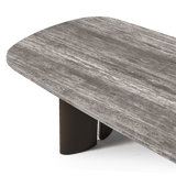 Newport Aluminum Dining Table 108" | Aluminum Bronze, Travertine Dark Grey,