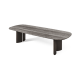 Newport Aluminum Dining Table 108" | Aluminum Bronze, Travertine Dark Grey,