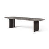 Newport Aluminum Dining Table 108" | Aluminum Bronze, Travertine Dark Grey,