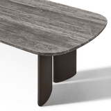 Newport Aluminum Dining Table 108" | Aluminum Bronze, Travertine Dark Grey,