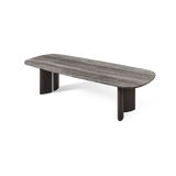 Newport Aluminum Dining Table 84" | Aluminum Bronze, Travertine Dark Grey,