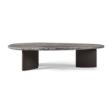 Newport Aluminum Oblong Coffee Table 64" | Aluminum Bronze, Travertine Dark Grey,