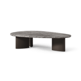 Newport Aluminum Oblong Coffee Table 64" | Aluminum Bronze, Travertine Dark Grey,