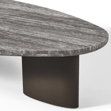 Newport Aluminum Oblong Coffee Table 64" | Aluminum Bronze, Travertine Dark Grey,