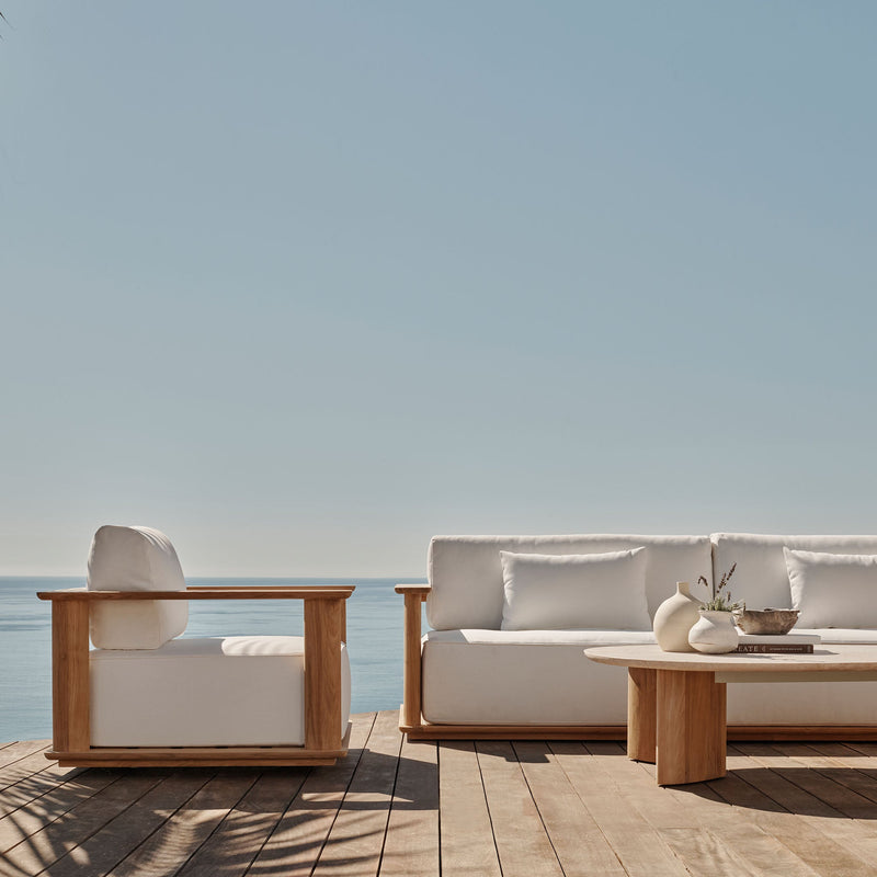 Newport Swivel Lounge Chair | Teak Natural, Panama Blanco, Batyline White