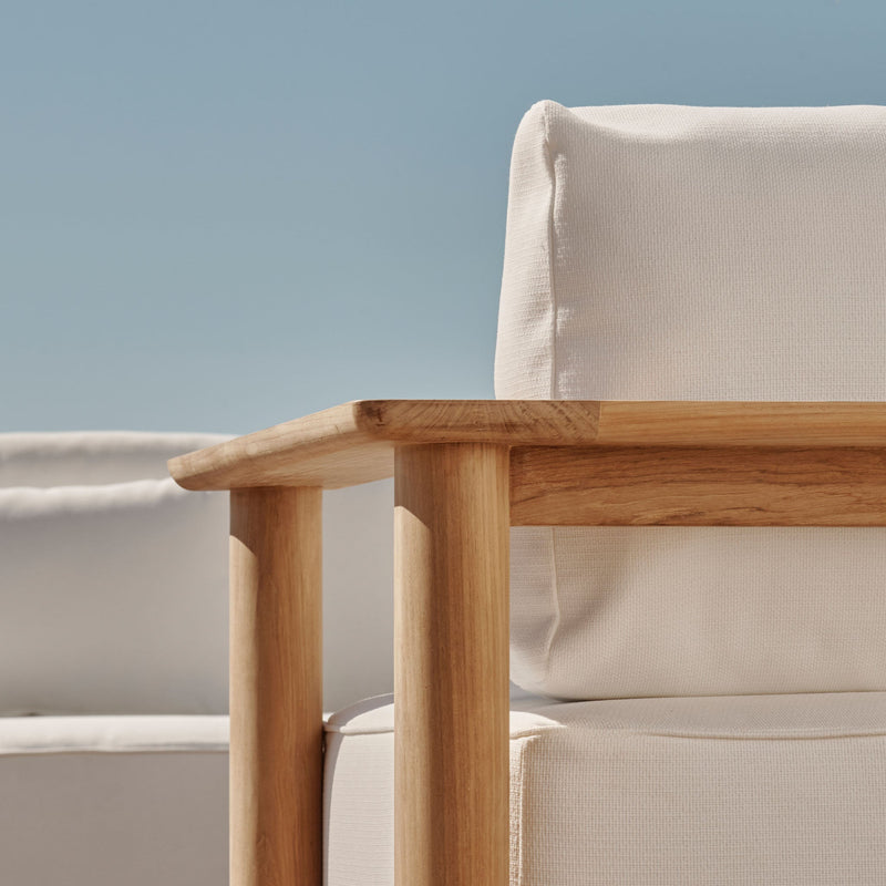 Newport Swivel Lounge Chair | Teak Natural, Panama Blanco, Batyline White