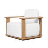 Newport Teak Barrel Swivel Lounge Chair | Teak Natural, Panama Blanco,