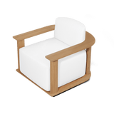 Newport Teak Barrel Swivel Lounge Chair | Teak Natural, Panama Blanco,