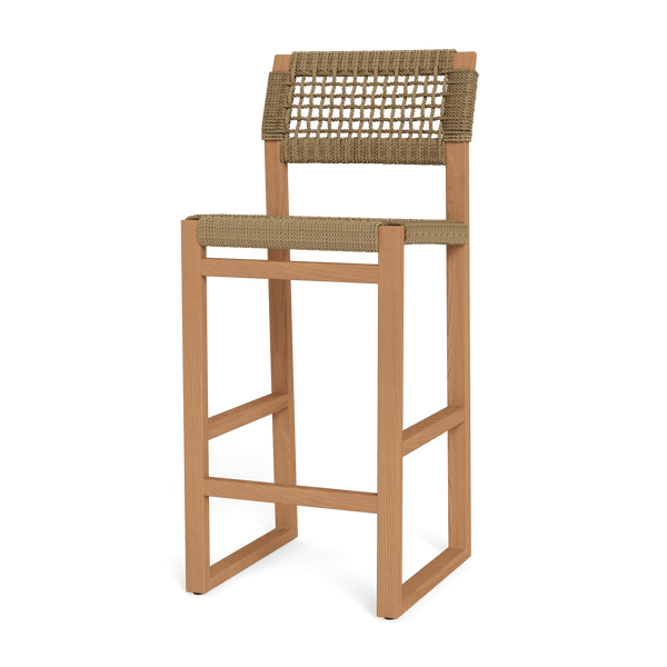 Noosa Counter Stool | Teak Natural, Twisted Resin Rope,