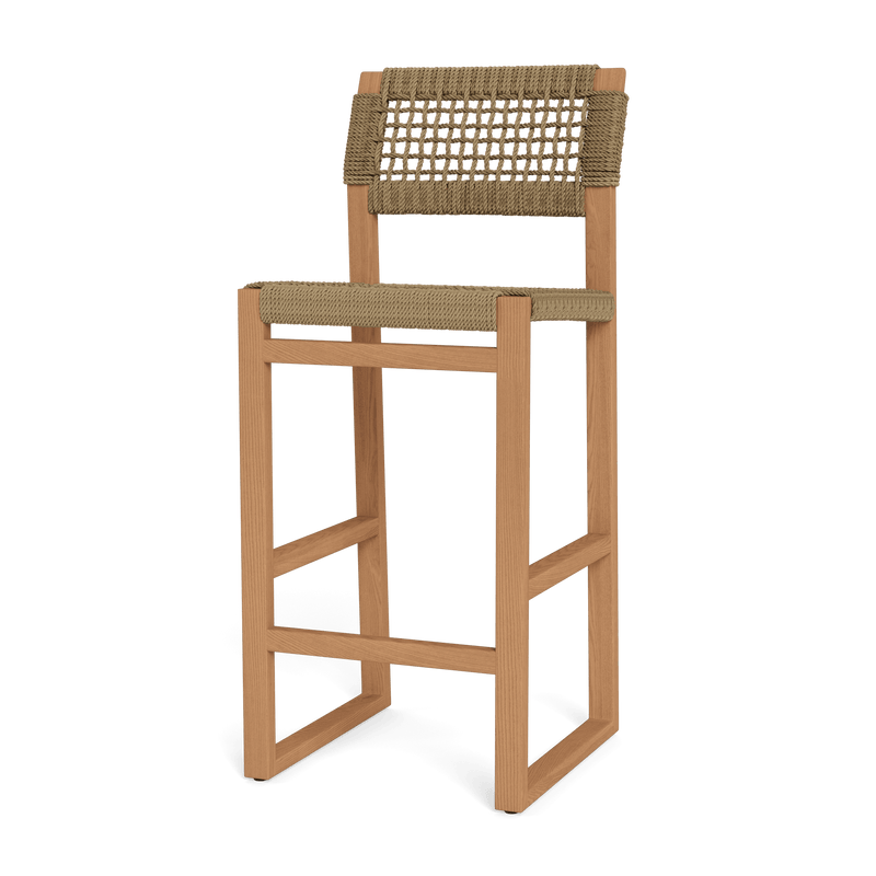 Noosa Counter Stool | Teak Natural, Twisted Resin Rope,