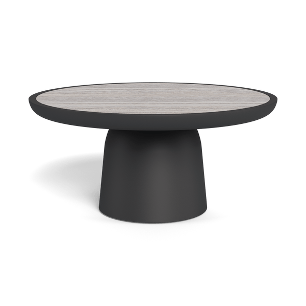 Nova Aluminum Round Coffee Table 30" | Aluminum Asteroid, Travertine Dark Grey,