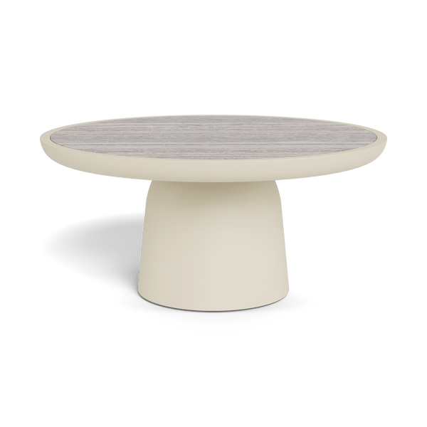 Nova Aluminum Round Coffee Table 30" | Aluminum Bone, Travertine Dark Grey,