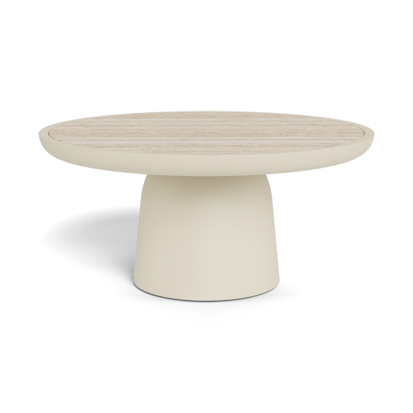 Nova Aluminum Round Coffee Table 30" | Aluminum Bone, Travertine Natural,