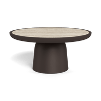 Nova Aluminum Round Coffee Table 30" | Aluminum Bronze, Travertine Grey,