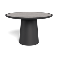 Nova Aluminum Round Dining Table 48" | Aluminum Asteroid, Travertine Grey,