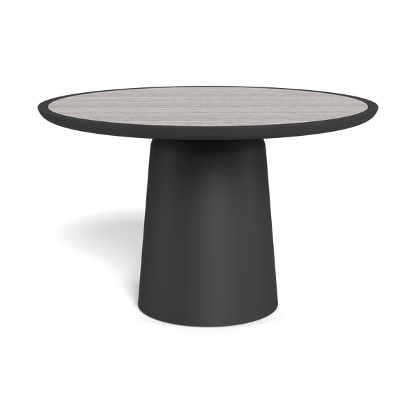 Nova Aluminum Round Dining Table 48" | Aluminum Asteroid, Travertine Dark Grey,