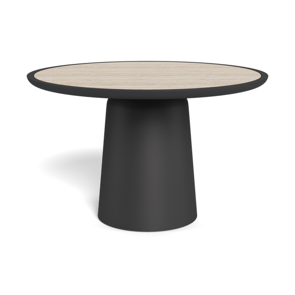 Nova Aluminum Round Dining Table 48" | Aluminum Asteroid, Travertine Natural,