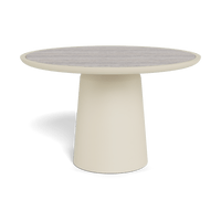 Nova Aluminum Round Dining Table 48" | Aluminum Bone, Travertine Dark Grey,
