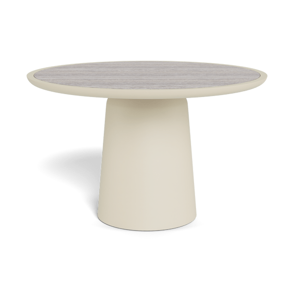 Nova Aluminum Round Dining Table 48" | Aluminum Bone, Travertine Dark Grey,