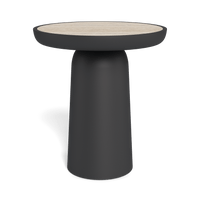 Nova Aluminum Round Side Table | Aluminum Asteroid, Travertine Natural,