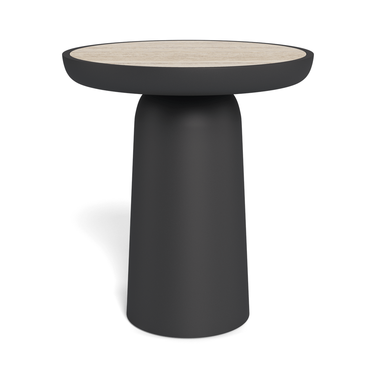 Nova Aluminum Round Side Table | Aluminum Asteroid, Travertine Natural,
