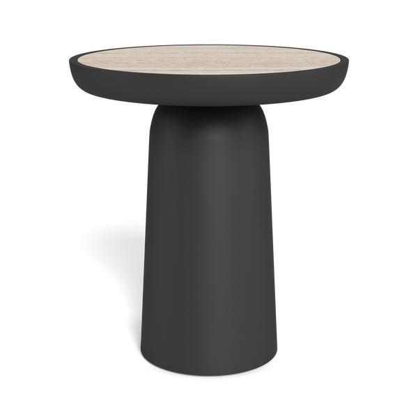 Nova Aluminum Round Side Table | Aluminum Asteroid, Travertine Natural,