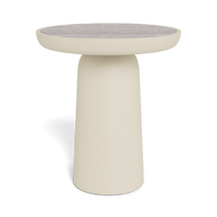 Nova Aluminum Round Side Table | Aluminum Bone, Travertine Dark Grey,