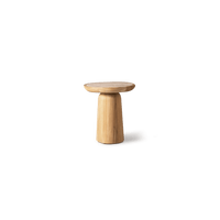 Nova Teak Round Side Table | Teak Natural, Travertine Cream,