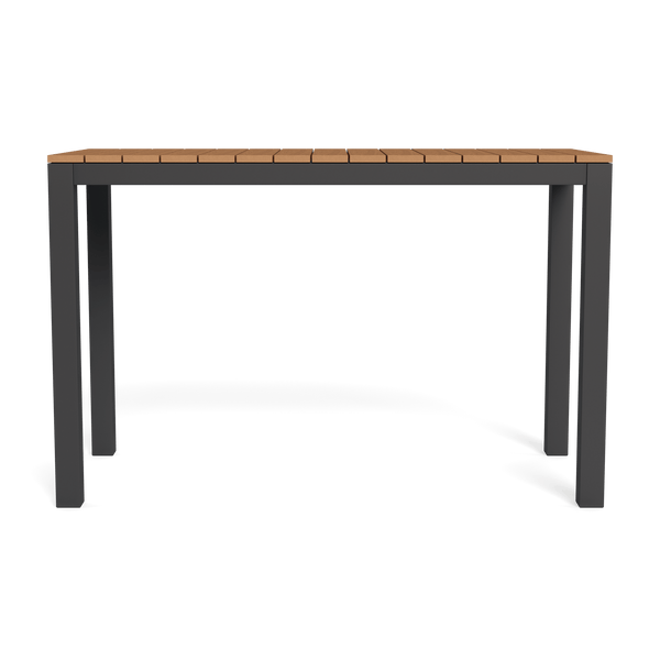 Pacific Teak Rectangle Bar Table | Aluminum Asteroid, Teak Natural,