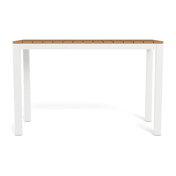 Pacific Teak Rectangle Bar Table | Aluminum White, Teak Natural,