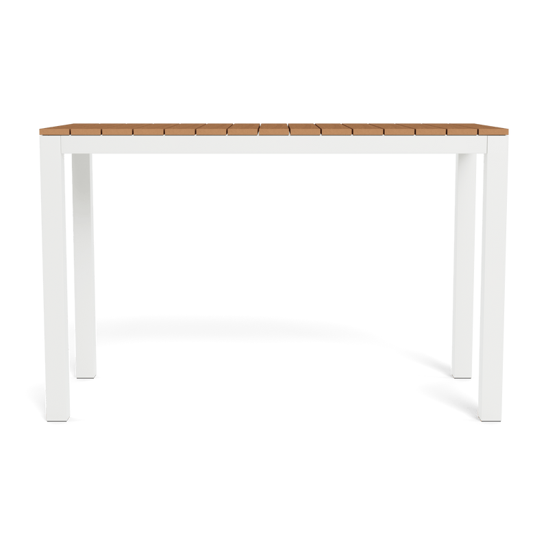 Pacific Teak Rectangle Bar Table | Aluminum White, Teak Natural,