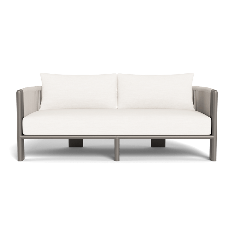 Palm Beach Aluminum 2 Seat Sofa | Aluminum Taupe, Panama Blanco, Rope Shell