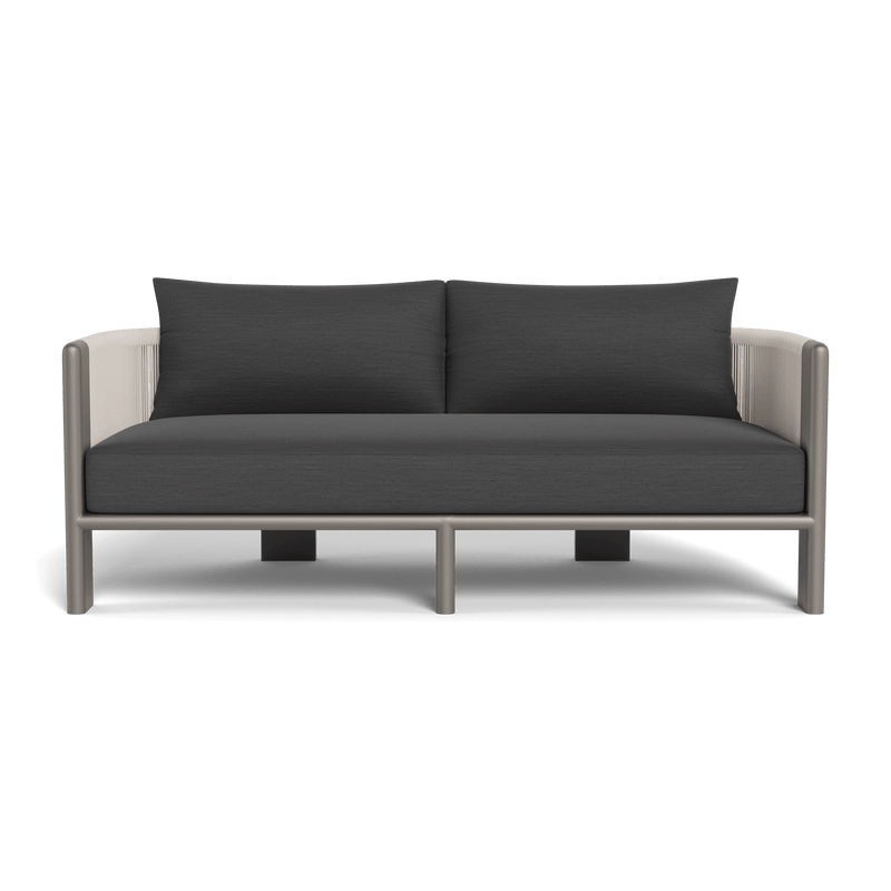 Palm Beach Aluminum 2 Seat Sofa | Aluminum Taupe, Panama Grafito, Rope Shell