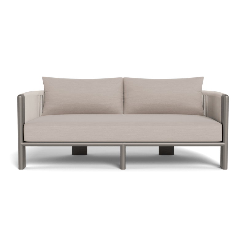 Palm Beach Aluminum 2 Seat Sofa | Aluminum Taupe, Panama Marble, Rope Shell