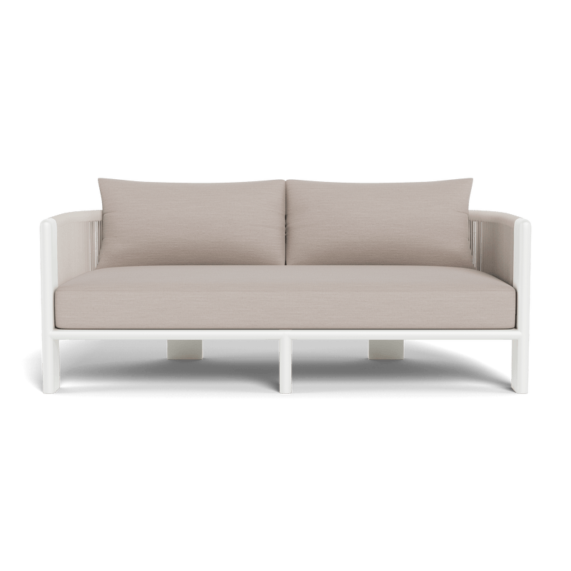 Palm Beach Aluminum 2 Seat Sofa | Aluminum White, Panama Marble, Rope Shell