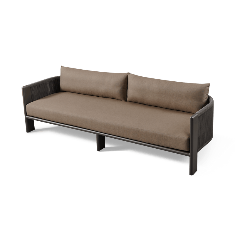 Palm Beach Aluminum 3 Seat Sofa | Aluminum Asteroid, Copacabana Midnight, Rope Dark Grey