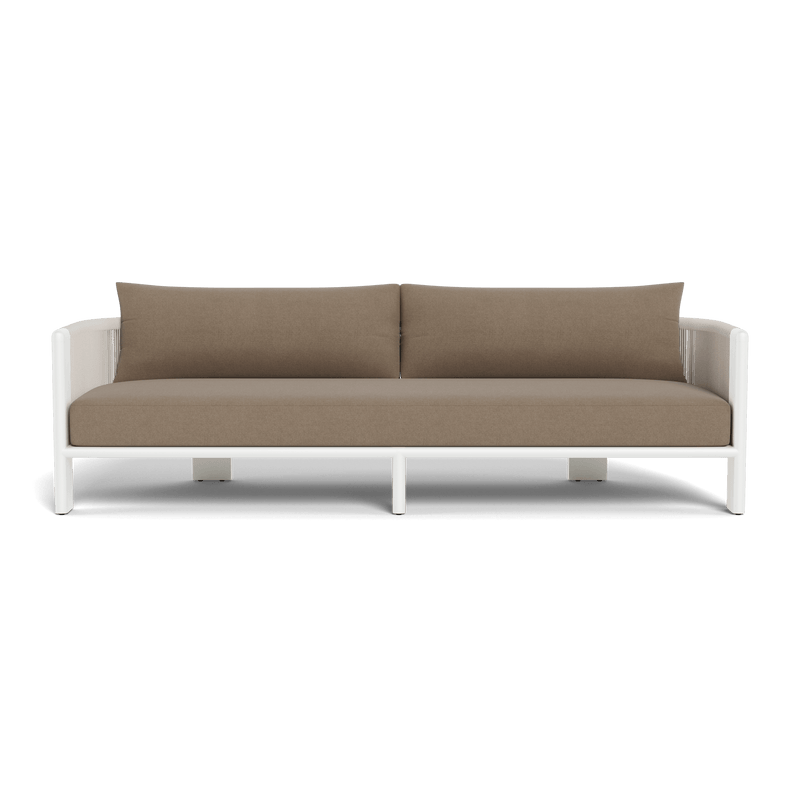 Palm Beach Aluminum 3 Seat Sofa | Aluminum White, Panama Coco, Rope Shell