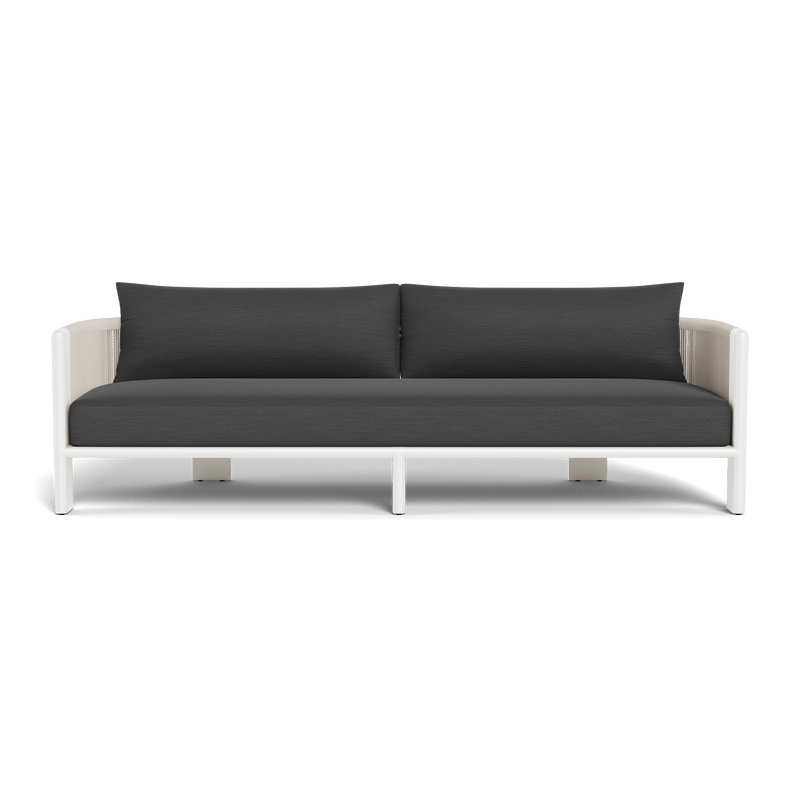 Palm Beach Aluminum 3 Seat Sofa | Aluminum White, Panama Grafito, Rope Shell