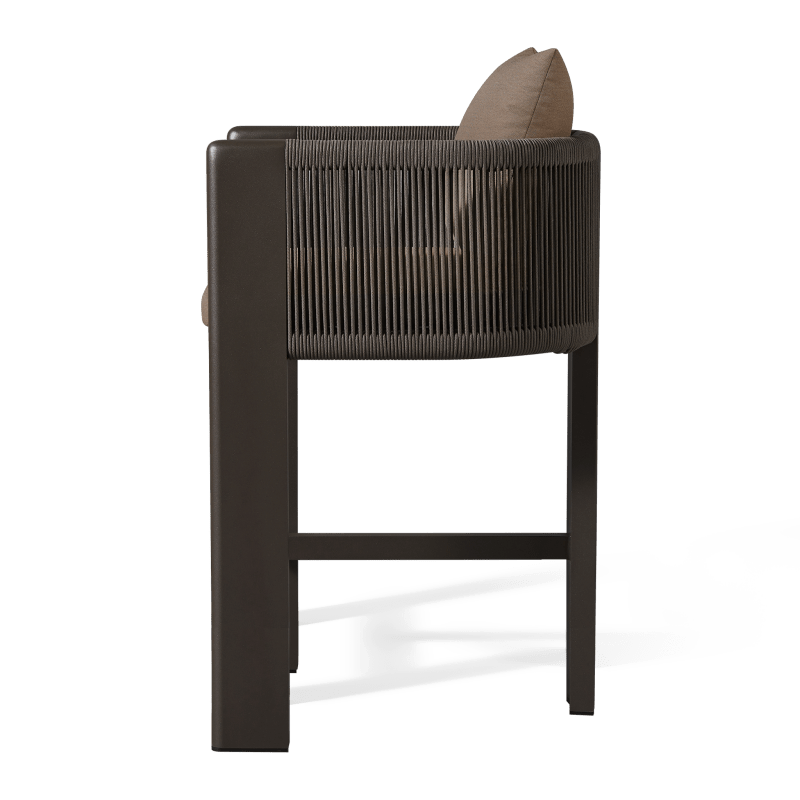 Palm Beach Aluminum Bar Stool | Aluminum Bronze, Panama Coco, Rope Umber