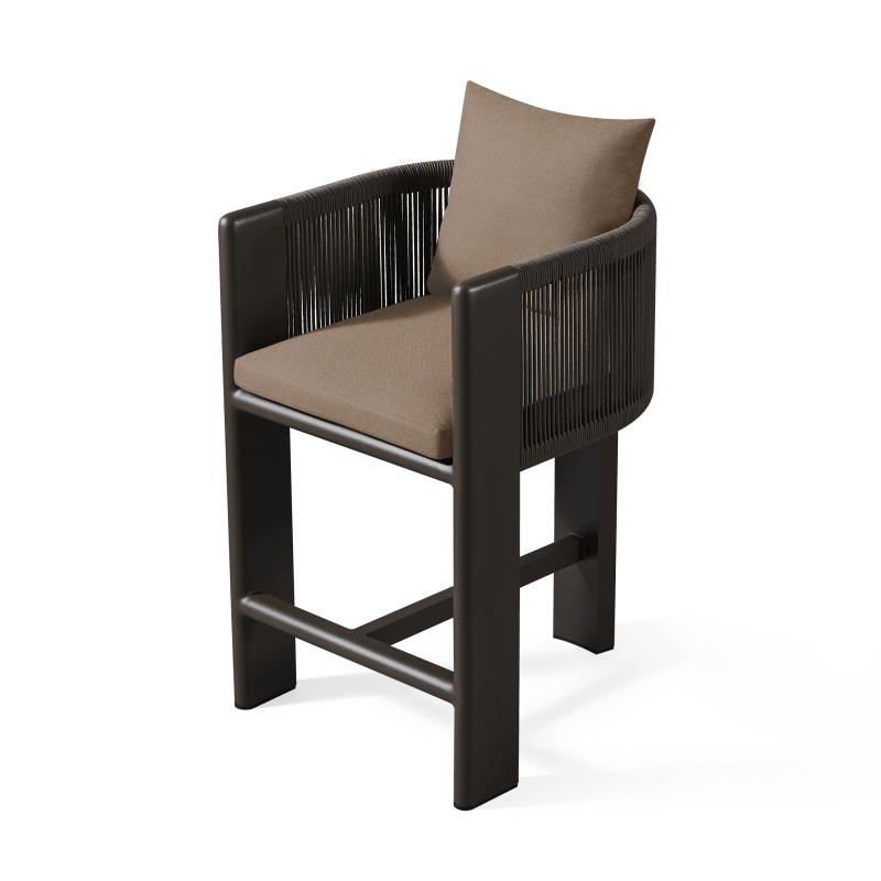 Palm Beach Aluminum Counter Stool | Aluminum Bronze, Panama Coco, Rope Umber